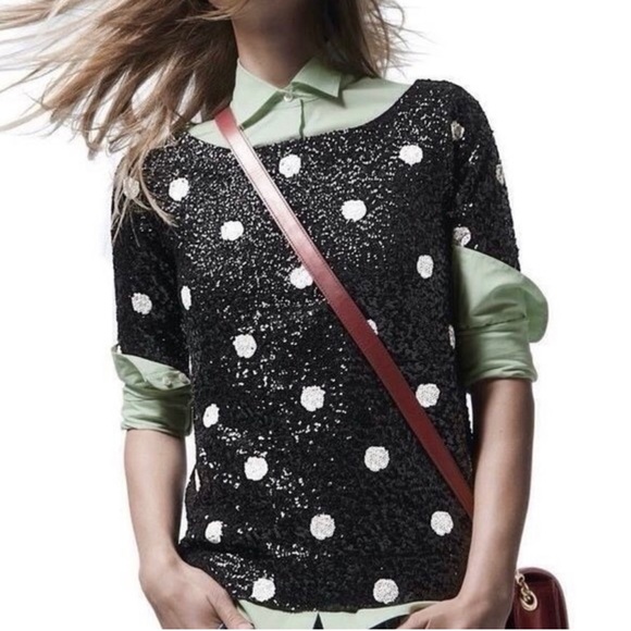 J. Crew Sequin Polka Dot Top - Picture 1 of 11